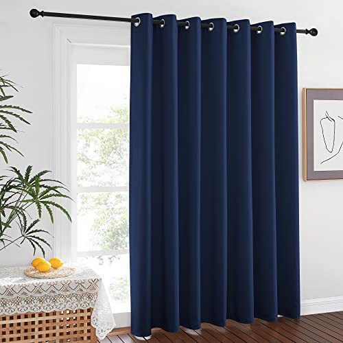 Image of NICETOWN Room Separating Divider, Room Divider Curtain Screen Partitions, Vertical Blind for Sling Door, Blackout Window Curtains Privacy Blinds for Patio (Navy, Single Panel, 7ft Tall x 10ft Wide)