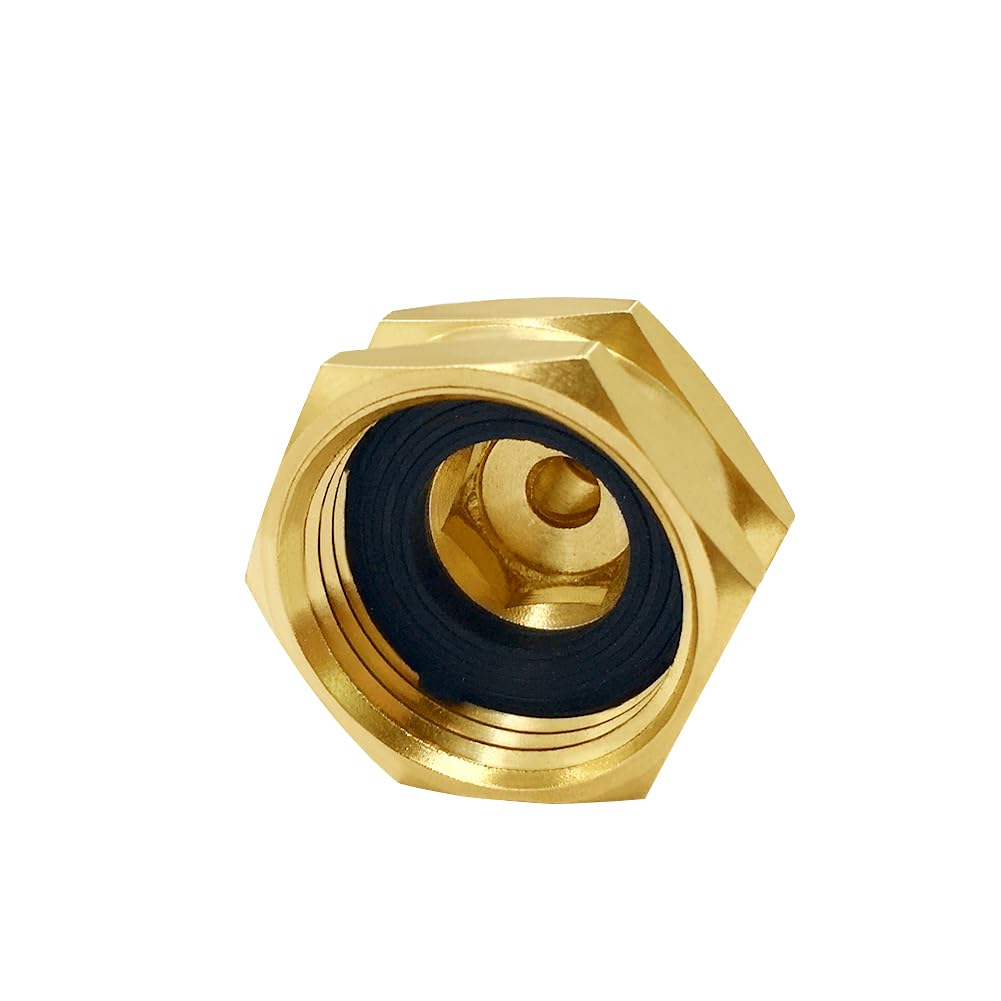 Joywayus Adaptador de grifo estándar de latón de EE. UU. Convierte rosca hembra de manguera de jardín de 3/4 pulgadas GHT a adaptador de tubo de compresión OD de 1/4 pulgadas (paquete de 2)