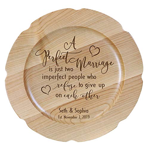 LifeSong Milestones Personalized Maple Wood A Perfect Marriage Wedding Anniversary Plate Gift for Her, Happy Anniversary for Him, 12