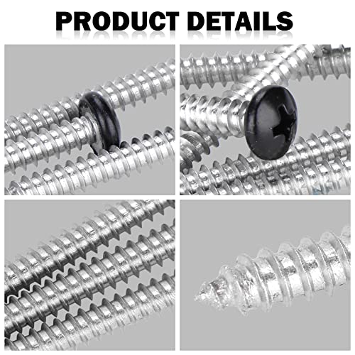 QISHENG Black Head 100 PCS #4x7/8 Stainless Steel Phillips Pan Head Wood Screws miniatura 3
