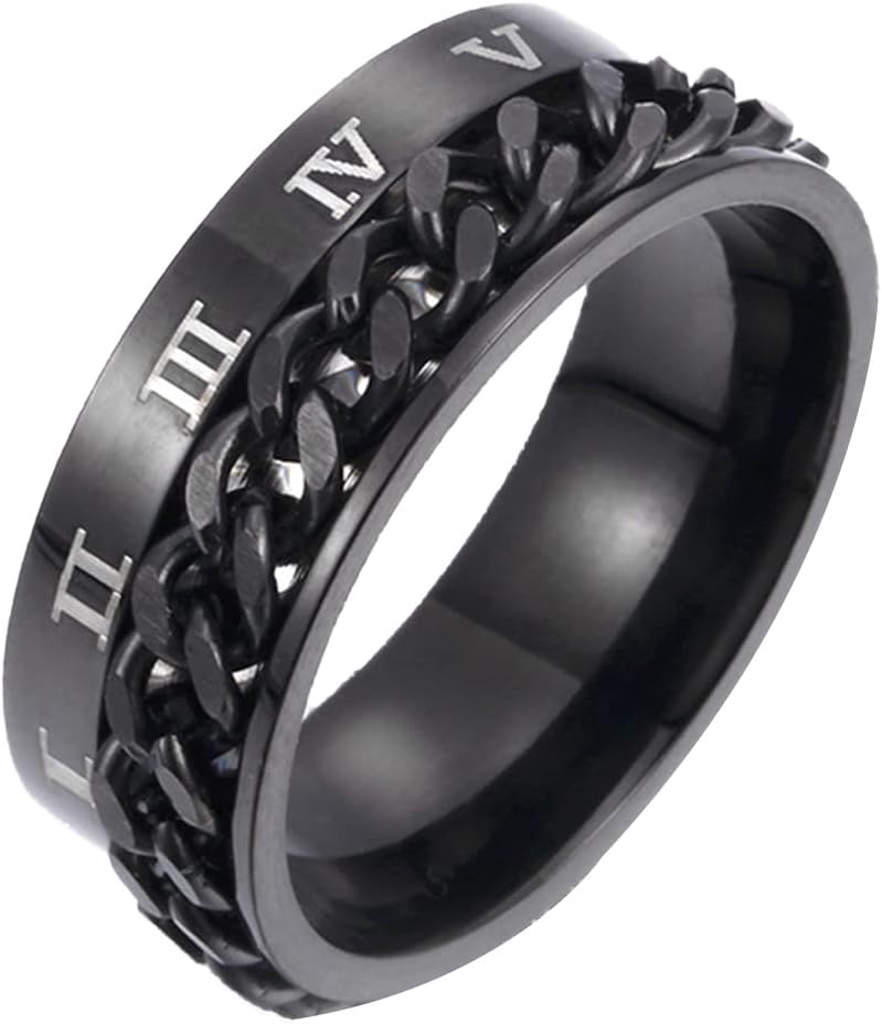 8mm Spinner Ring Stainless Steel Fidget Ring Anxiety Ring for Men Fidget Anxiety Ring Stress Reliever Spinner Rings Fidget Jewelry Black/Blue/Silver/Gold/Rainbow Black US 6