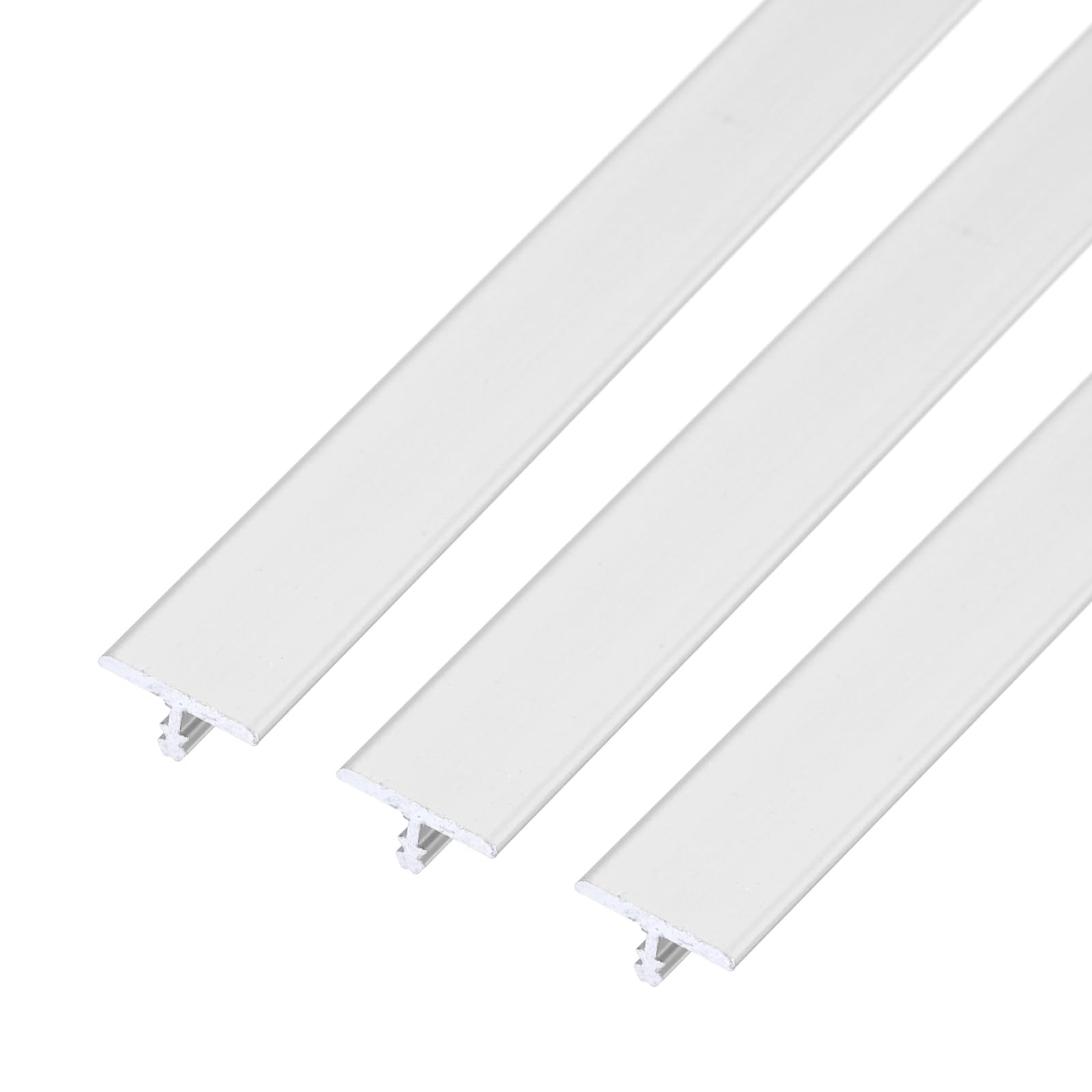 sourcing map 3Pcs Aluminum T Molding Floor Transition Strip, 3 FT x 0.47 Inch Floor Divider Trims, Thresholds Strips for Door and Joining Flooring Gaps, Laminate, Wood, Tile, Vinyl, Silver