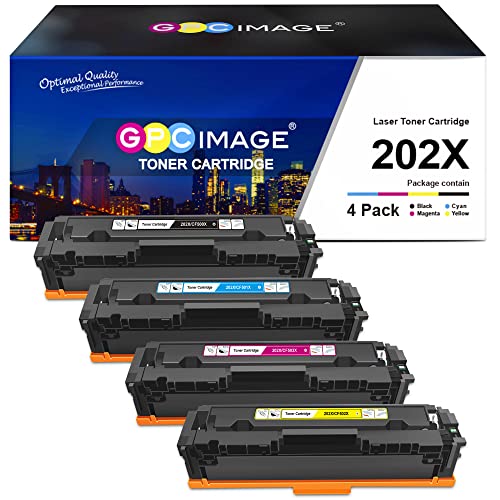 Amazon Crazy 🔥 Deals GPC Image Compatible Toner Cartridge Replacement for HP 202X 202A CF500X CF500A to use with Laserjet Pro MFP M281fdw M254dw M281cdw M281 M281dw M280nw Toner Printer Tray (Black, Cyan, Magenta, Yellow)