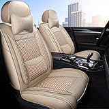 Sitzbezüge Auto Universal Set Zubehör für BMW 1er Cabrio 118d F20 118i F20 120d F20 116d F20 120i F20 125d F20 Autositzbezüge Wasserdichtes Auto Zubehör 5-Sitzer.Beige