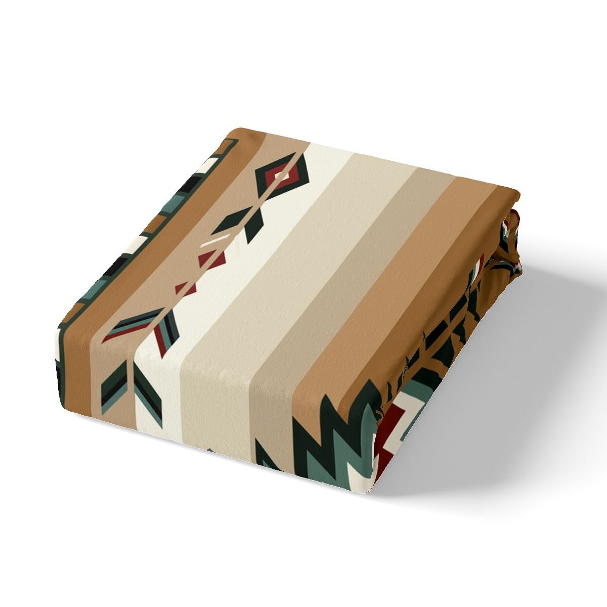 Copripiumino Queen Size 100% Cotone Con Design Sud-Ovest Geometrico E Tribale - Beige - Set Biancheria Letto Morbido