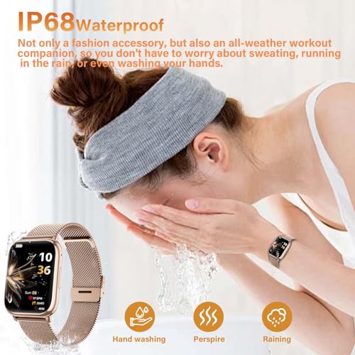 Smartwatch voor dames, 1,83 inch touchscreen, fitnesshorloge, met telefoonfunctie, Smart Watch, fitness, SpO2, bloeddrukmeting, slaapmonitor, hartslagmeter, stappenteller, 120+ sportmodi (rose gold) - Afbeelding 7