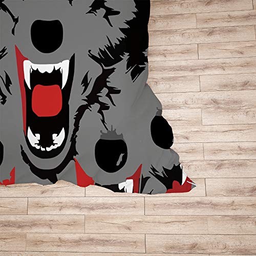 Housse de couette loup parure de lit simple grise chambre polyester - 6