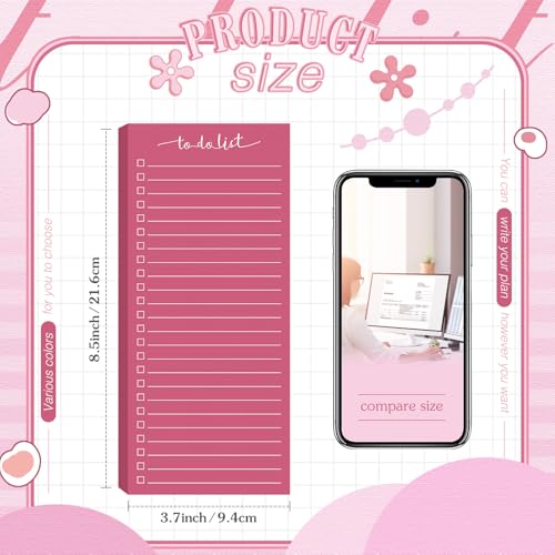 Image of Censen 10 Pack 500 Sheets to Do List Notes Daily Checklist Notepad with 50 Sheets Undated Memo Pad Color Block Shopping List Weekly Plan Notepad Organizer Planners(Gradient Pink,Lined) | Note Book 512 Sheets Colorful Memo Pad Office School Supplies Planner Shopping Weekly Plan Task Organizer Tear-off Design