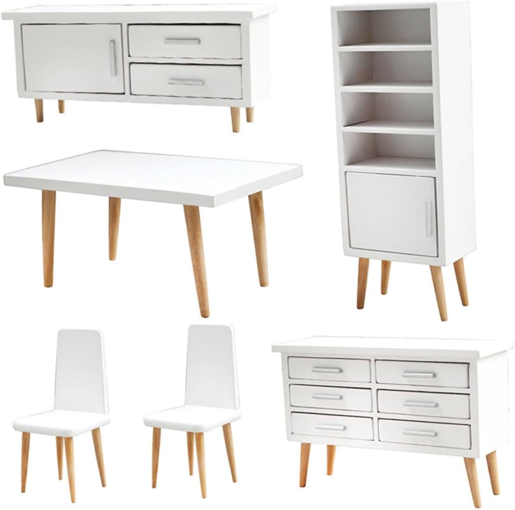 Scale Miniature Wooden Dollhouse Furniture Delicate White Decorative Doll Accessories for DIY Mini House Decor Enhances Creativity and Cognitive Skills for Desktop Display and