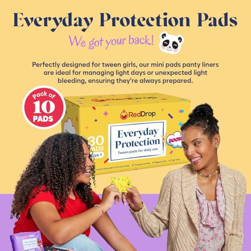 Image of RedDrop Tween Everyday Pads - Ideal for Girls Experiencing Discharge or Unexpected Bleeding - Reliable Backup for in-Between Days (Pack of 2)