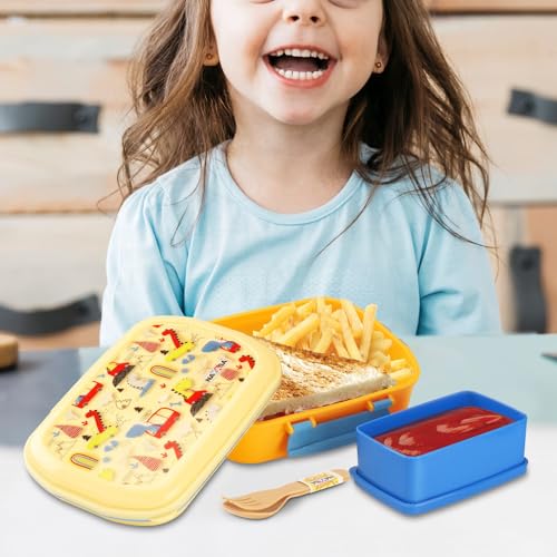 Image of Nayasa On The Go DLX Small Lunch Box, Leakproof, Durable - Perfect for School Kids,Yellow