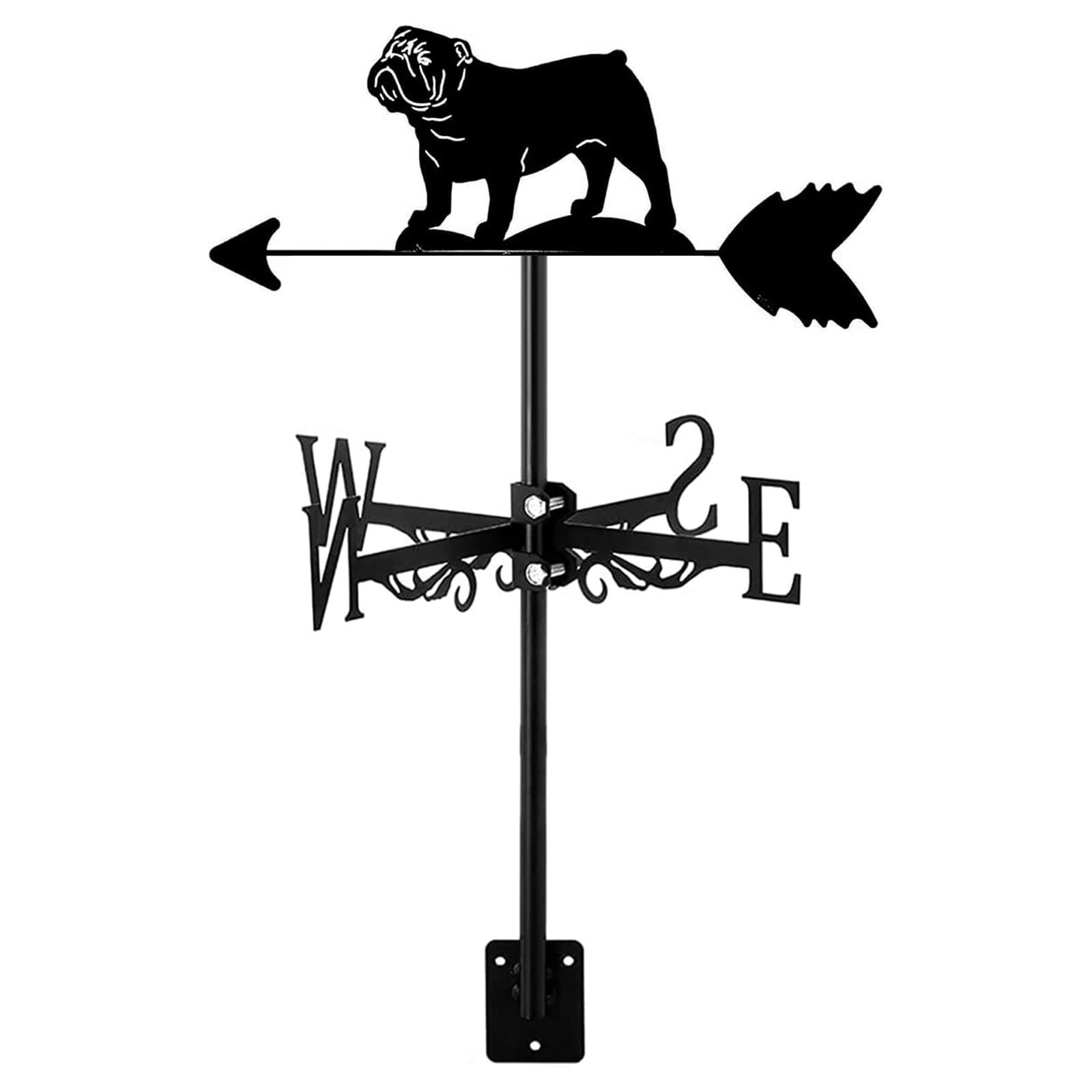BRLIBESE Durable Metal Animals Ornament Wind Vane Bulldog Farm Scene Weather Vane Easy to Assemble Weathervane Measuring Tools for Outdoor Lawn Fence Posts Pergola