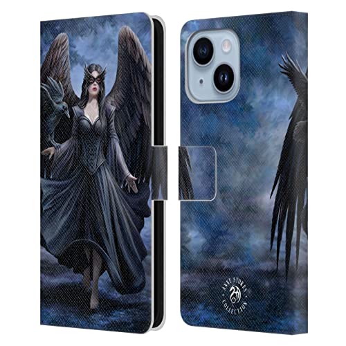 Housse iPhone 14 Plus Anne Stokes Corbeau Étui Cuir Idéal pour Sorties Gothiques et Quotidien