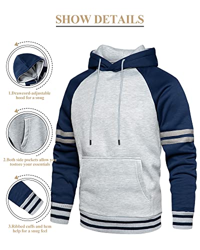 LBL Men's Fleece Hoodie Pullover Casual Hoody Contrast Color Drawstring Sweatshirt with Kanga Pocket - Image 4