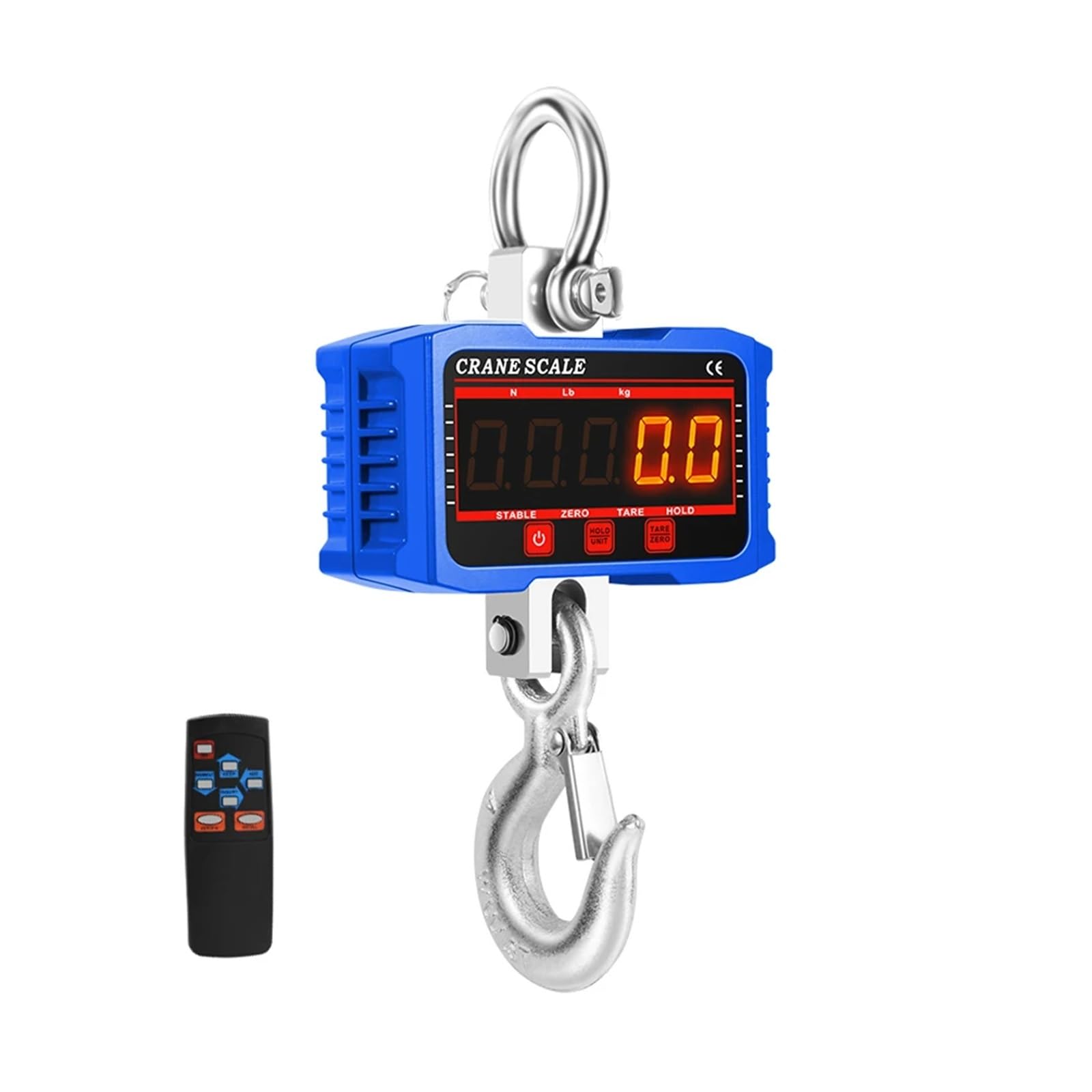 Gqnblvhzupdm 1000Kg Blue Crane Scale, 500Kg/1000Kg Digital Crance Scale High Load Industrial Electronic Heavy Duty Weight Hook Crane N/Lb/Kg 3 Units Hanging