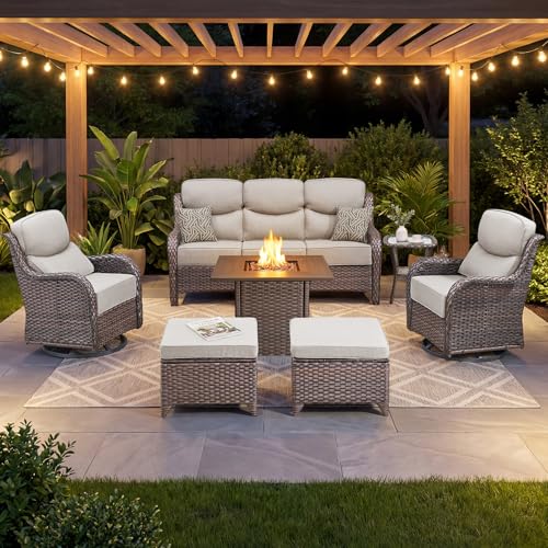 Luxury 7-Piece Patio Furniture Set with Fire Pit