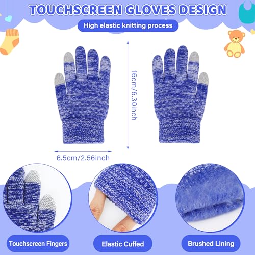 Toddler Kids Winter Hats Scarf Touchscreen Gloves Set Knit Pom Beanie Neck Warmer for Girls Boys 2-7 Year Old Gifts3