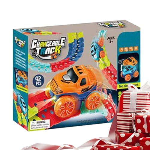 Juego De Pista De Carreras para Niños | Vehículo Educativo con LED,Vehículos De Juguete Interactivos | para Habitación Infantil Familia Fiesta Preescolar Escuela Guardería Cumpleaños Vacaciones
