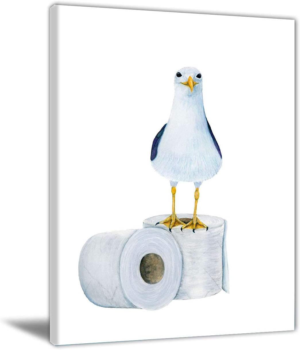 ThunderW Funny Bathroom Wall Art Whimsical Animal Art Print