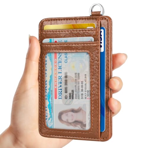 Image of Slim Minimalist Front Pocket Wallet, RFID Blocking Credit Card Holder Wallet with Integrated D-Shackle for Men Women