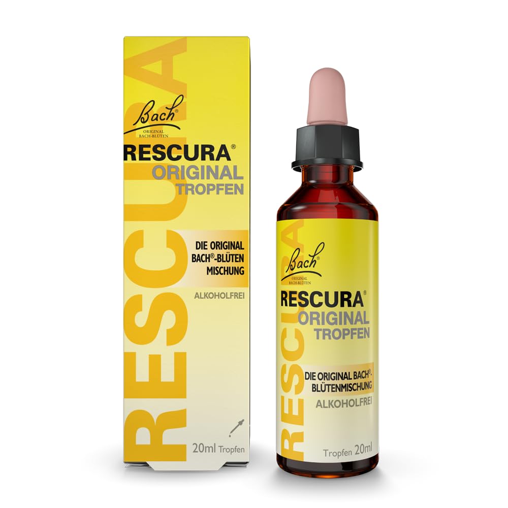 Gotas originales BACH RESCURA sin alcohol: (anteriormente Rescue) mezcla de flores de Bach, 20 ml