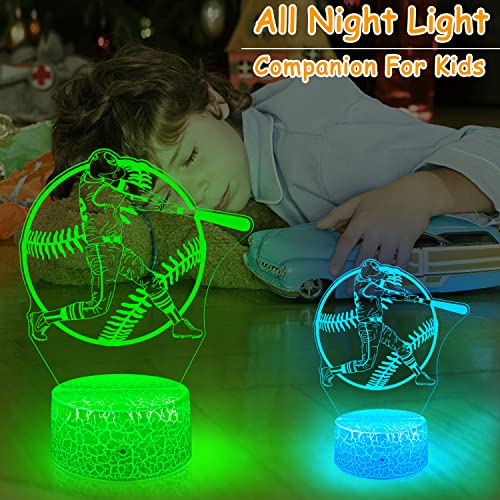 Veilleuse de baseball 16 couleurs changeantes avec télécommande et effet d'illusion 3D