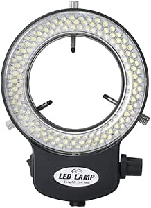 Luce anulare regolabile a 144 LED per microscopio stereo, lampada ad anello di luminosità con sorgente luminosa di perline per fotocamera del microscopio(European220v-black