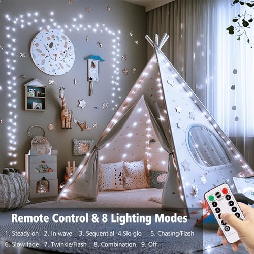 ZAIYW 4 Pack 16.5Ft 50 LED Fairy Lights Battery Operated with Remote Control Timer 8 Modes, Waterproof Fairy String Lights for Bedroom Wedding Xmas Tree Outdoor DIY Decor (Cool White) by ZAIYW - Image 4