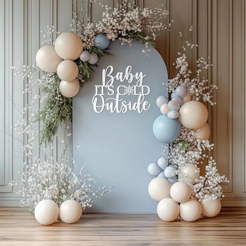 Baby It's Cold Outside Wall Sign,Wooden Wonderland Baby Shower Party Backdrop for Christmas and Winter Gender Reveal Party Decor,Snowflake Decoration