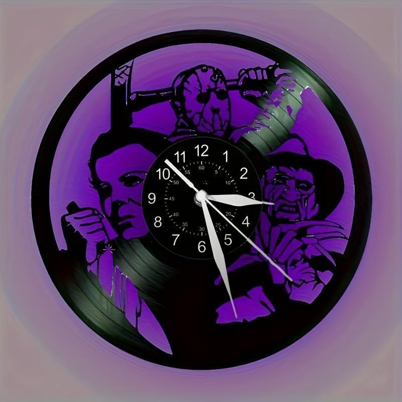 Vinyl Record Wall Clock, Modern Music Theme Design, Black Silhouette, Round Shape, 12 Inch, Home Decor Art image 3