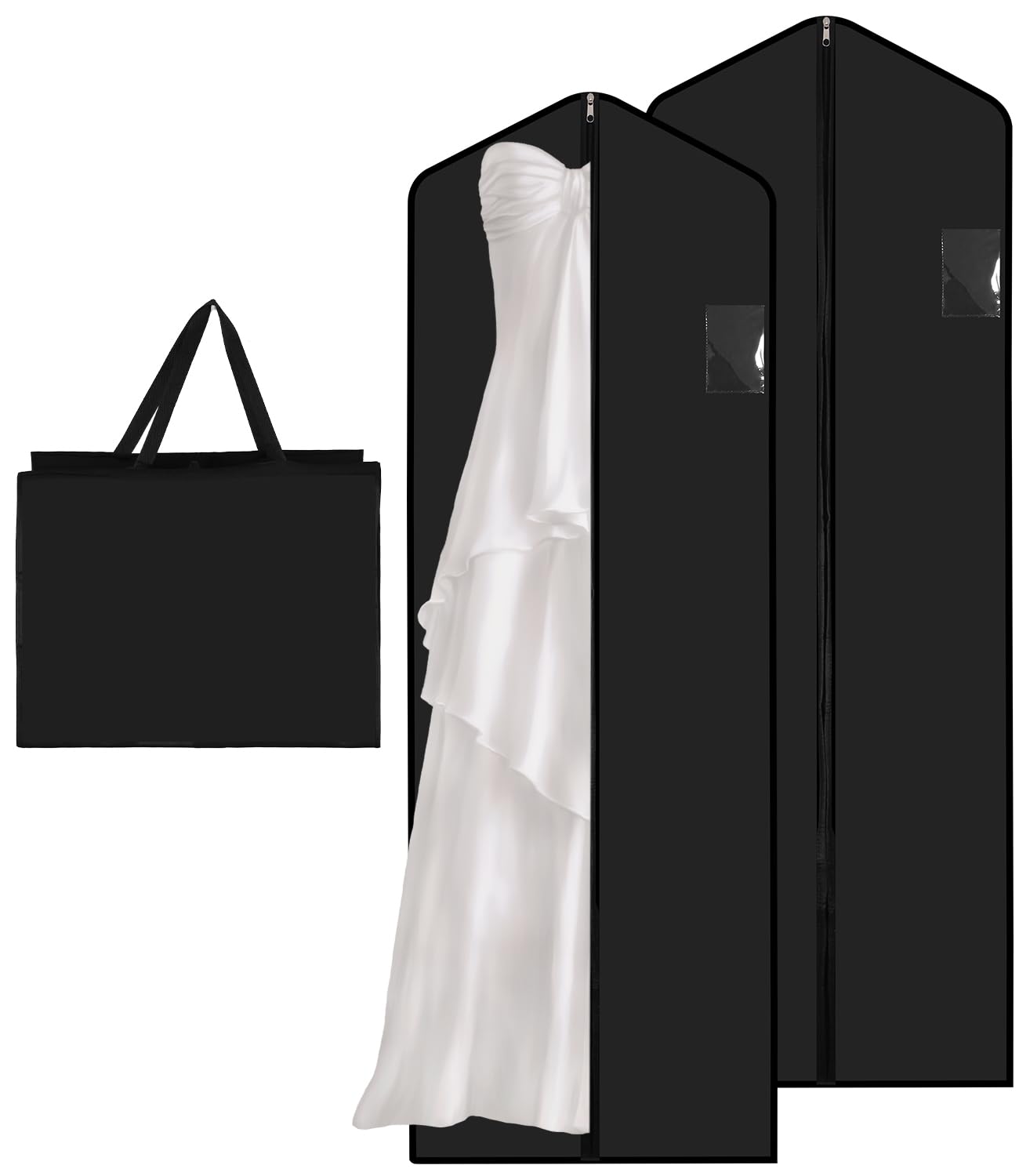 2 Stück Kleidersack,180×60cm Faltbare Kleiderhülle,Atmungsaktive Kleidersäcke Lange mit Griffen,Staubdichte Kleidung Schutztasche, Garment Bag für Brautkleider,Abendkleider, Tanzkostüme,Lange Mäntel