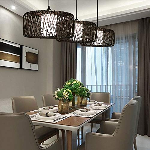 Lustre chinois en bambou et rotin suspension DIY eclairage simple - 4