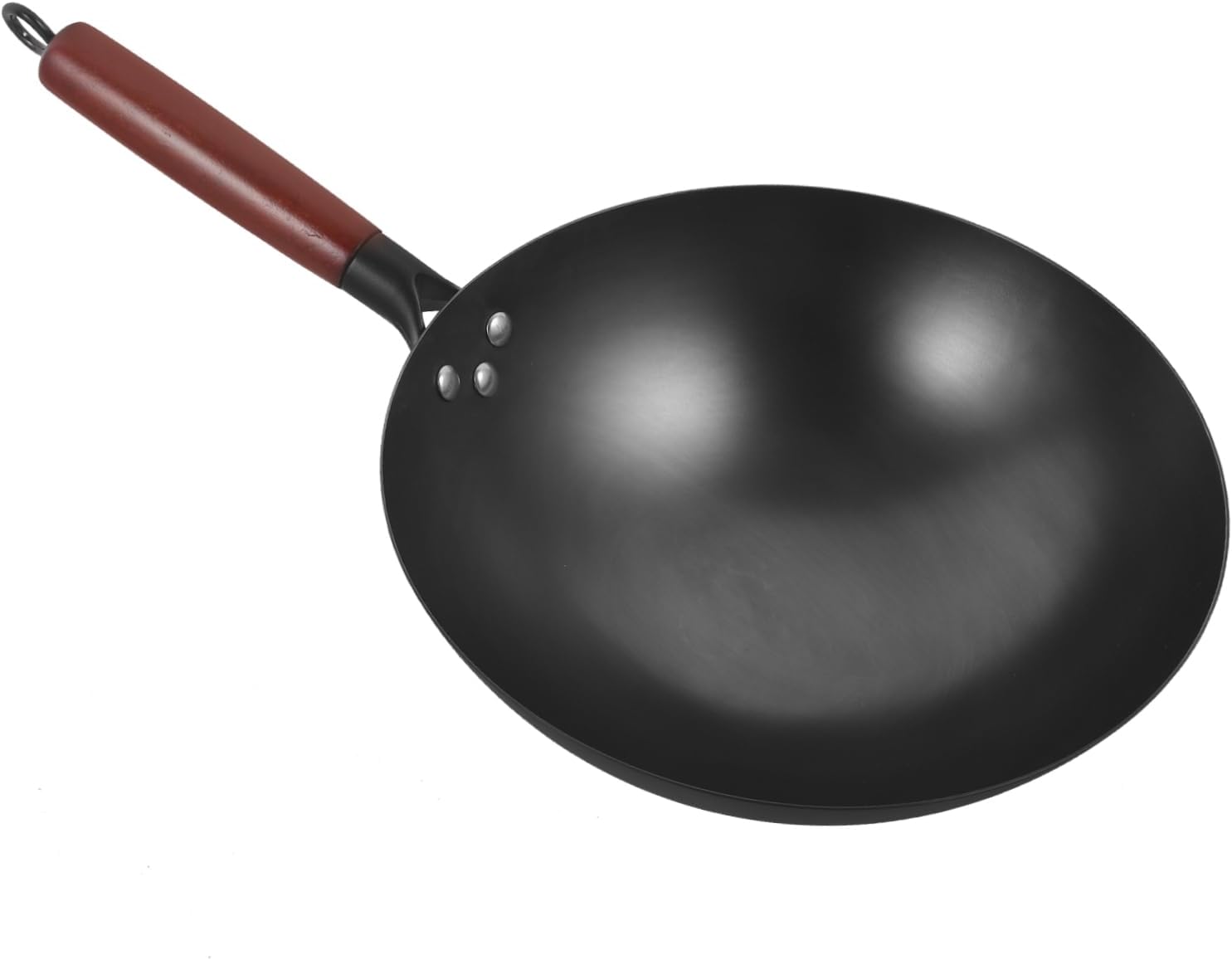 Luxshiny Wok with Wooden Handle Non Stick Cooking Pan for Gas Stoves Open Flame Firewood Versatile Frying Boiling Kitchen Supply Housewarming