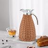 Stainless Steel Insulated Kettle, 1.5L/ 0.4Gal Large Capacity Double-Wall Vacuum Flask, Vintage Handmade Rattan Insulated Kettle, 24h Insulation, For Tea, Coffee and Beverage Insulation