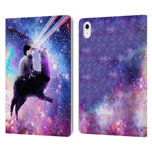 Housse iPad Air 11 portefeuille avec support vidéo et motif chat de l'espace