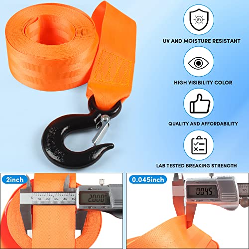 Boat Winch Strap With Hook,Winch Strap For Boat Trailer,Boat Trailer Winch Strap 2 Inch X 20 Foot, Great For Boat, Truck, Jet Ski And Car Trailers Towing And Heavy Duty Equipment (Orange) #TOP4