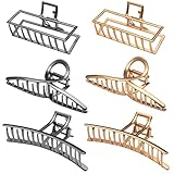 6 Pack Large Metal Hair Claw Clips,Gold and Silver Fashion Hair Clips for Women Thin Thick Curly Hair Non-slip Jaw Clips,Hair Accessories for Women