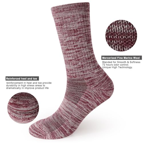 Image of EnerWear 4 Pack Women's Merino Wool Outdoor Hiking Trail Crew Sock