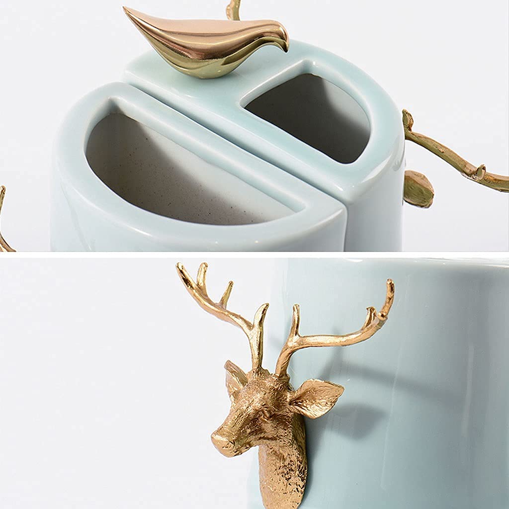 Fermalibri in ceramica cinese, fermalibri in ottone con testa di cervo e uccello, fermalibri anti-movimento per ufficio, soggiorno, decorazione, ornamenti, fermalibri