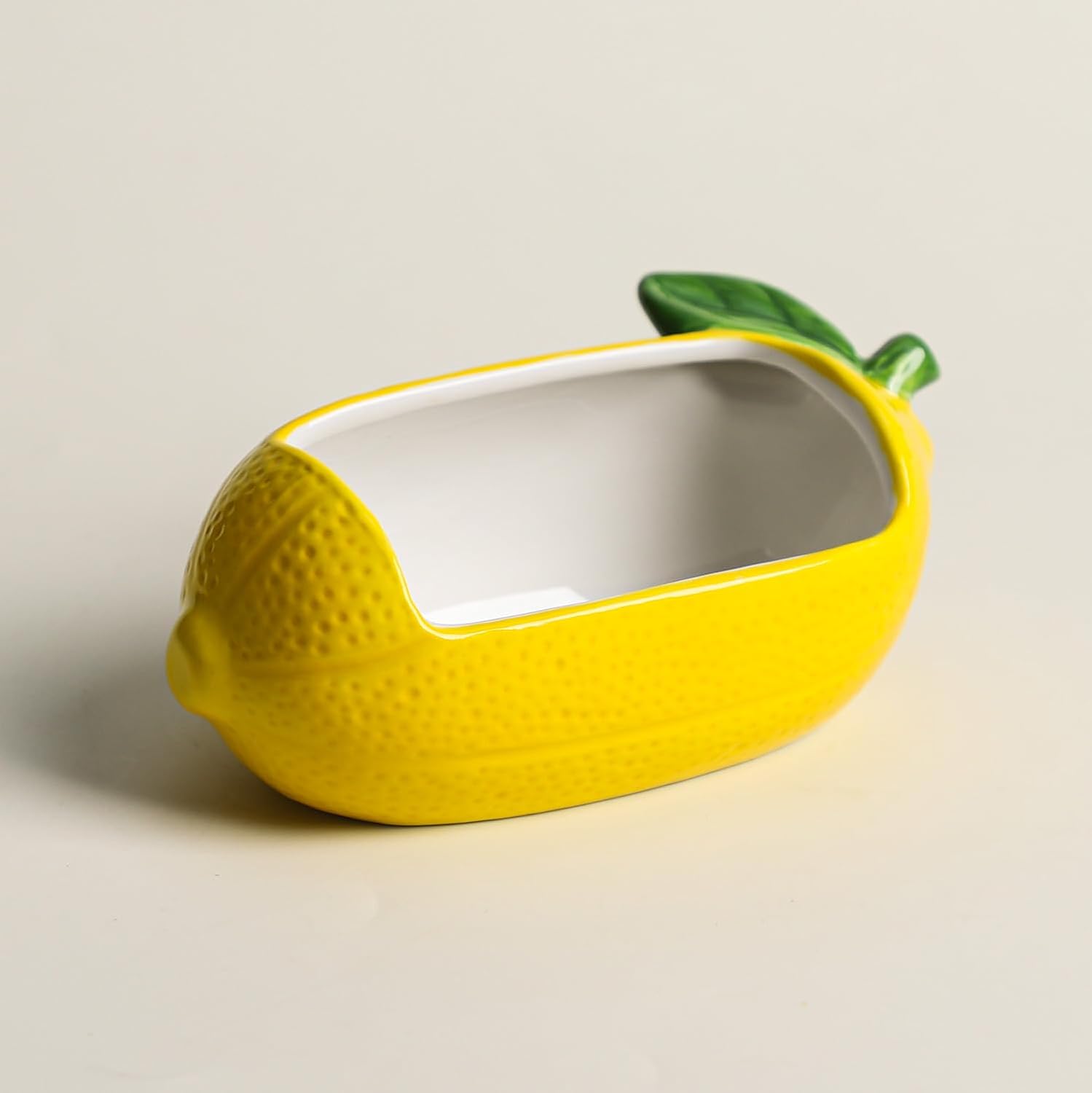 Sizikato Cute Lemon Porcelain Sugar Packet Holder Tea Bag Bowl, 5 Inches