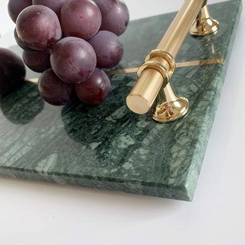 Stoneplus Natural Luxury Marble Tray, Bathroom Vanity Tray, Cosmetics Jewellery Perfume Tray With Metal Handles (Dark Green) #TOP4