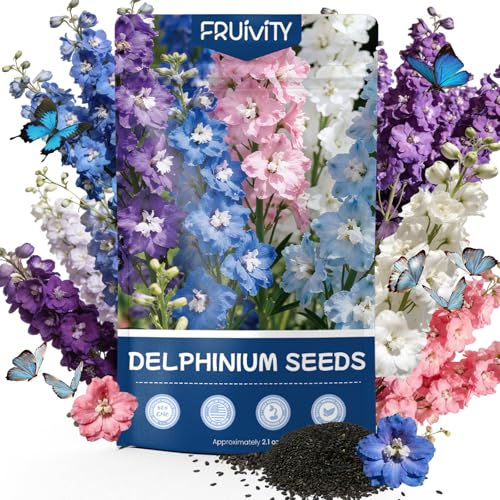 Delphinium Seeds 16000+ Mixed Color Larkspur Seeds for Planting Outdoors Delphinium Plants Live 2026 Flower Seed to Plant Outside Garden Wildflower
