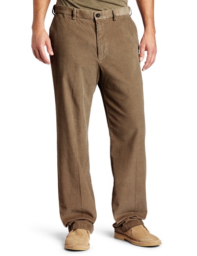 Haggar Mens Work To Weekend Hidden Expandable Waist Corduroy Plain Front Pant, Khaki,40x32