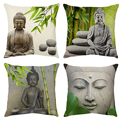 OCEUMACO Housse de Coussin 40x40 Zen Décoratif Housses Coussins pour Canapé Salon Lit Extérieur...