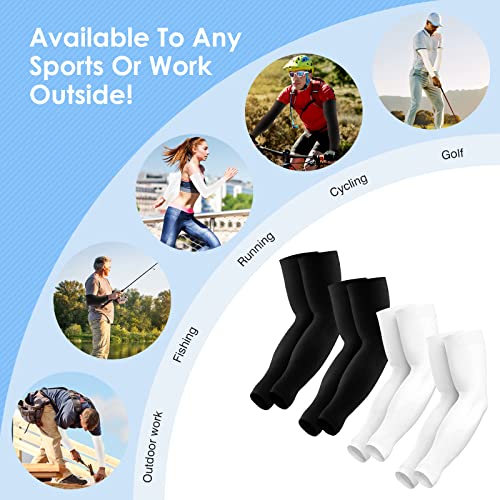 Feugoant 4 Pairs Cooling Arm Sleeves For Men And Women, Upf 50 Uv Sun Protection Compression Arm Sleeve With Laundry Bag, Arm Cover For Tattoo, Baseball, Cycling, Running, Golf And Outdoor Sports #TOP4