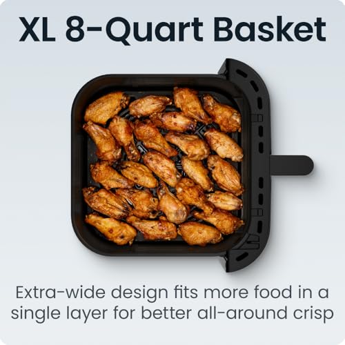Image of Chefman Crispinator Air Fryer 7-in-1 with 8 Qt Capacity, 450F Max Temp & TurboFry Pro Technology for Fast, Even Results, Bake, Broil, Dehydrate, Viewing Window, Nonstick Ceramic-Coated Basket