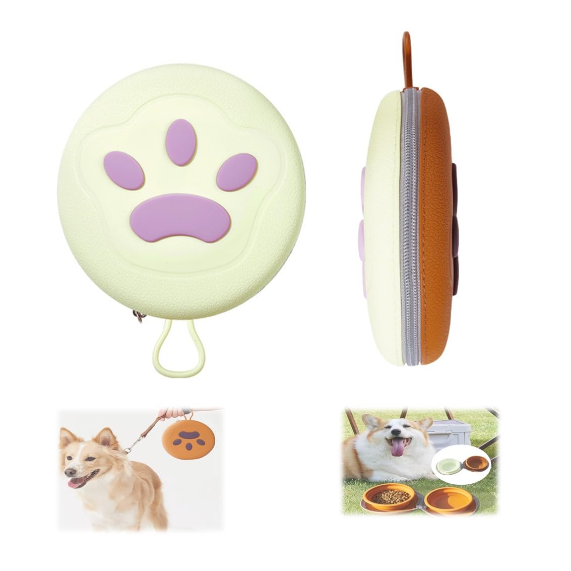 Gamelle pliable pour animal de compagnie – Sac à main en silicone résistant à la température pour le camping, la randonnée, les déplacements, idéal pour les chiens (1 pièce)