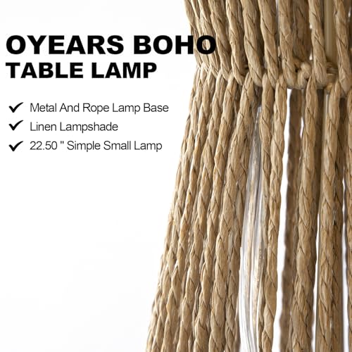 Image of OYEARS 22.5 inch Table Lamps for Living Room,Boho Lamps Set of 2 for Bedrooms, Bedside Lamp for Nightstands, Rattan Lamp, Farmhouse Table Lamp for Room Decor, End Table, Retro, Brown(Not Include Bulbs)