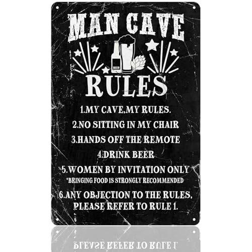 Man Cave Rules Sign Man Cave Decor Funny Matel Tin Signs Mancave Stuff For Men Gifts For My Cave My Rules Who Have Everything Bar Wall Art 8x12 Inch