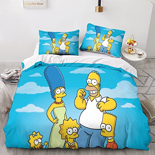 The Simpsons Juegos De Ropa De Cama The Simpsons Impresos En 3D Funda De Edredón con Cierre De Cremallera para Adolescentes Funda Nórdica De Microfibra Ultrasuave King（220x240cm）